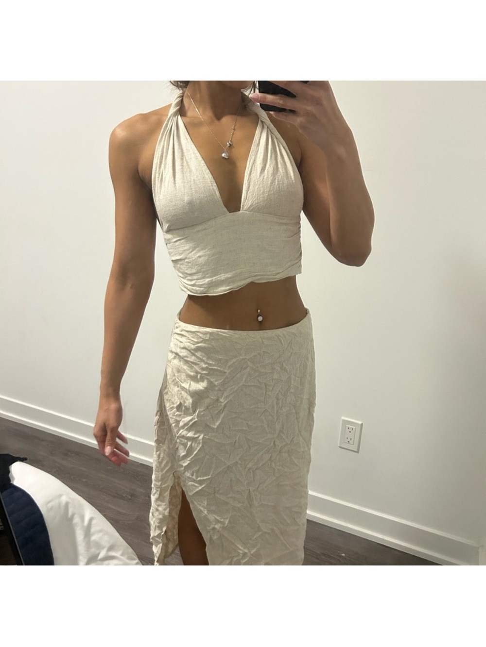 4th and reckless co ord halter top and  Cream Skirt